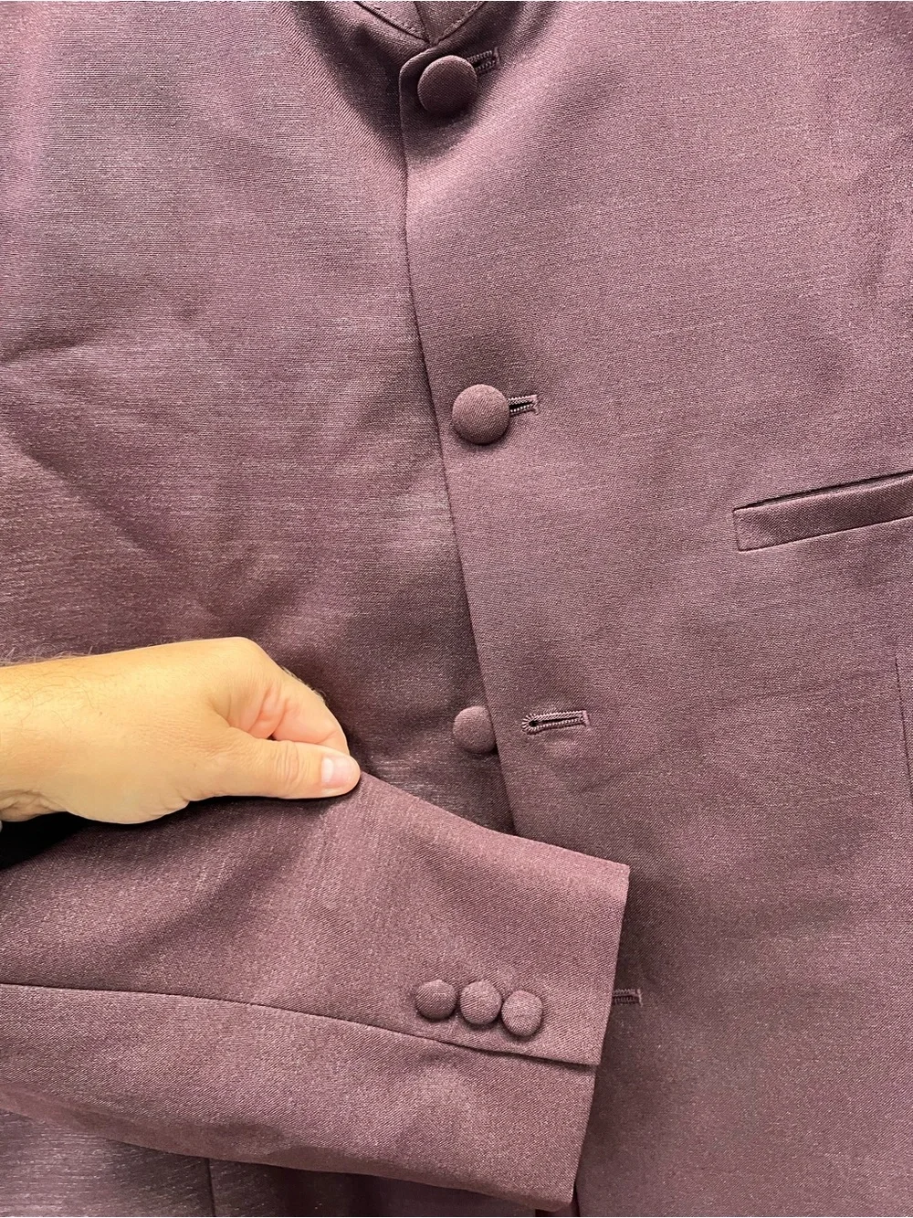 Gianni Veroni Men's Mandarin Collar Blazer in Dusty Mauve 42L